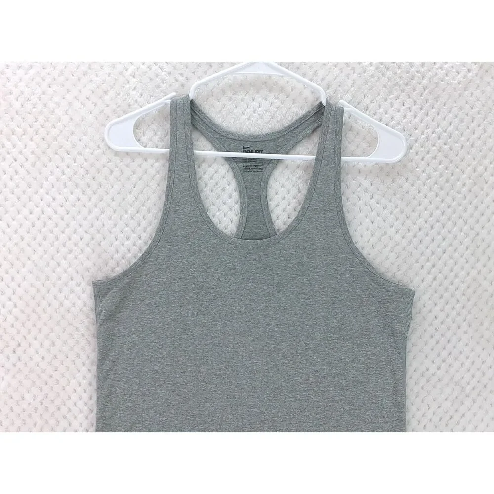 Nike Dri-Fit Slim Fit Women's Large Heather Gray Racerback Tank